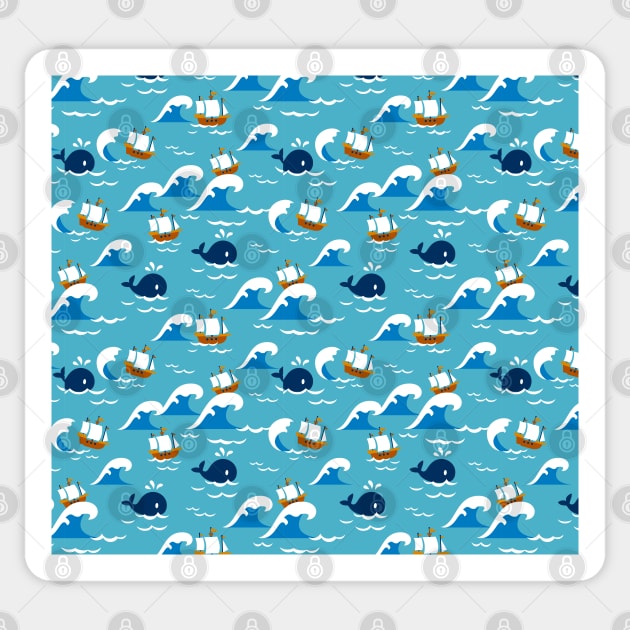 Move with the Sea Waves Pattern Sticker by FlinArt